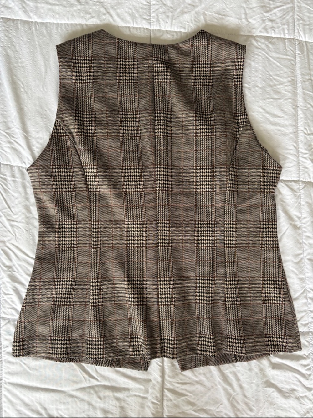 Dictionary Plaid Button-Front Tunic Vest in Brown - Picture 4 of 7